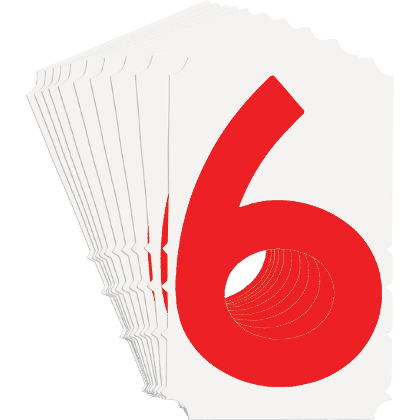 Brady Quick-Align® Individual Gothic Number and Letter Labels, 6, 4" H, Red