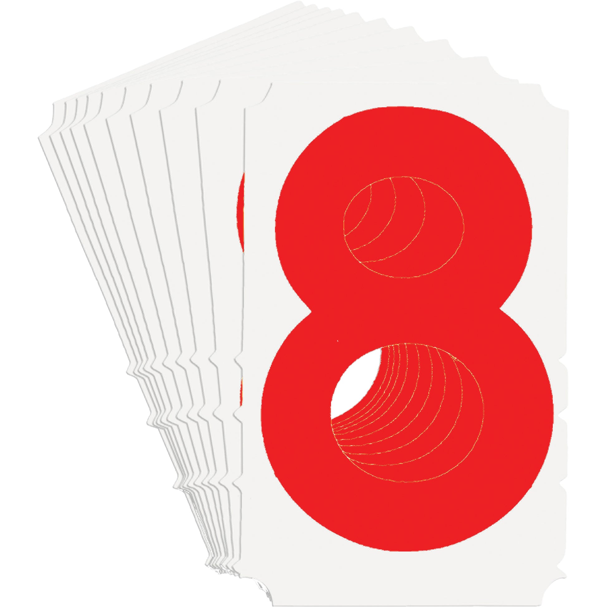 Brady Quick-Align® Individual Gothic Number and Letter Labels, 8, 4" H, Red