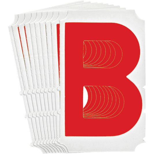 Brady Quick-Align® Individual Gothic Number and Letter Labels, B, 4" H, Red