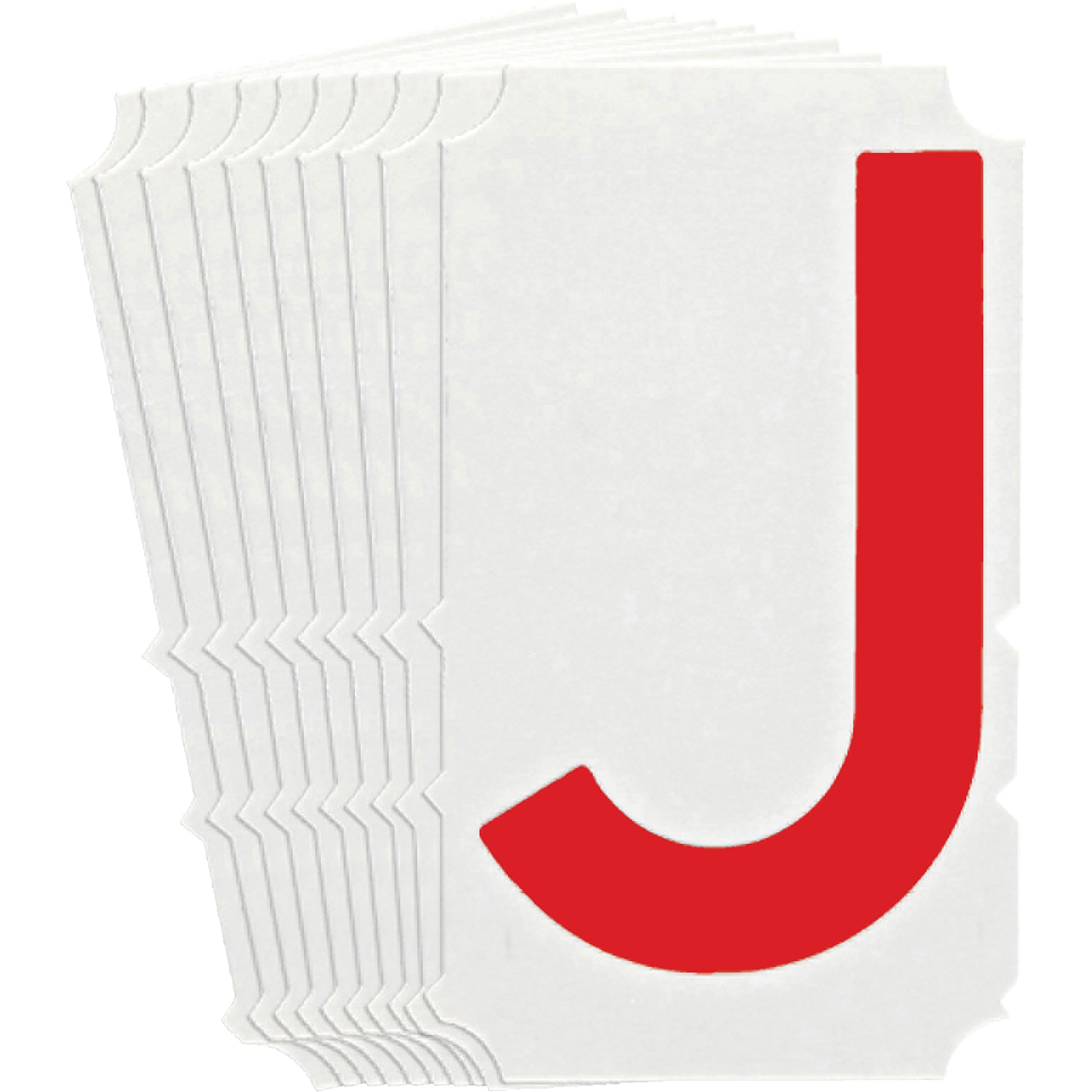 Brady Quick-Align®Individual Gothic Number and Letter Labels, J, 4" H, Red