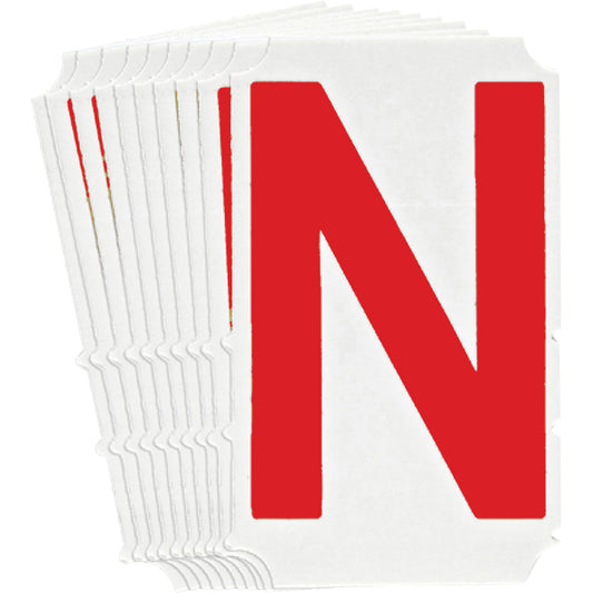 Brady Quick-Align® Individual Gothic Number & Letter Labels, N, 4" H, Red