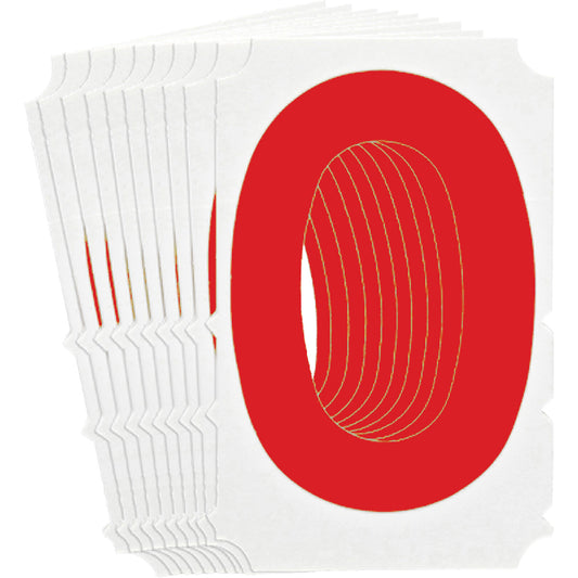 Brady Quick-Align® Individual Gothic Number & Letter Labels, O, 4" H, Red