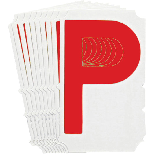 Brady Quick-Align® Individual Gothic Number & Letter Labels, P, 4" H, Red