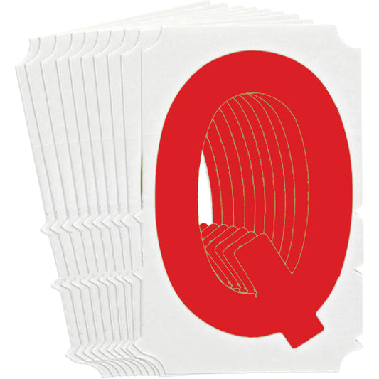 Brady Quick-Align® Individual Gothic Number & Letter Labels, Q, 4" H, Red
