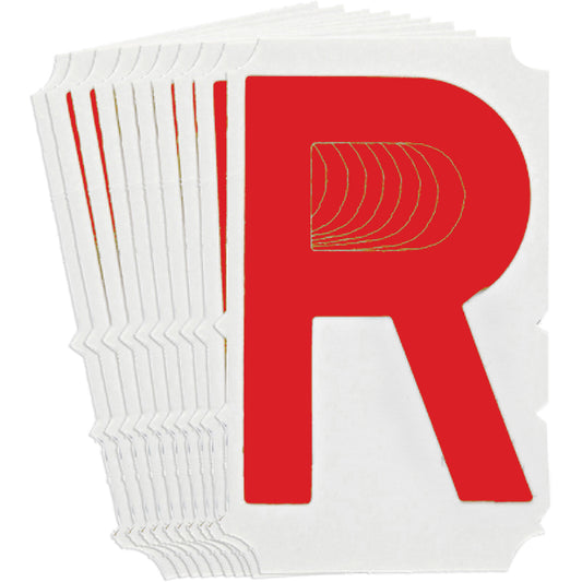 Brady Quick-Align® Individual Gothic Number & Letter Labels, R, 4" H, Red