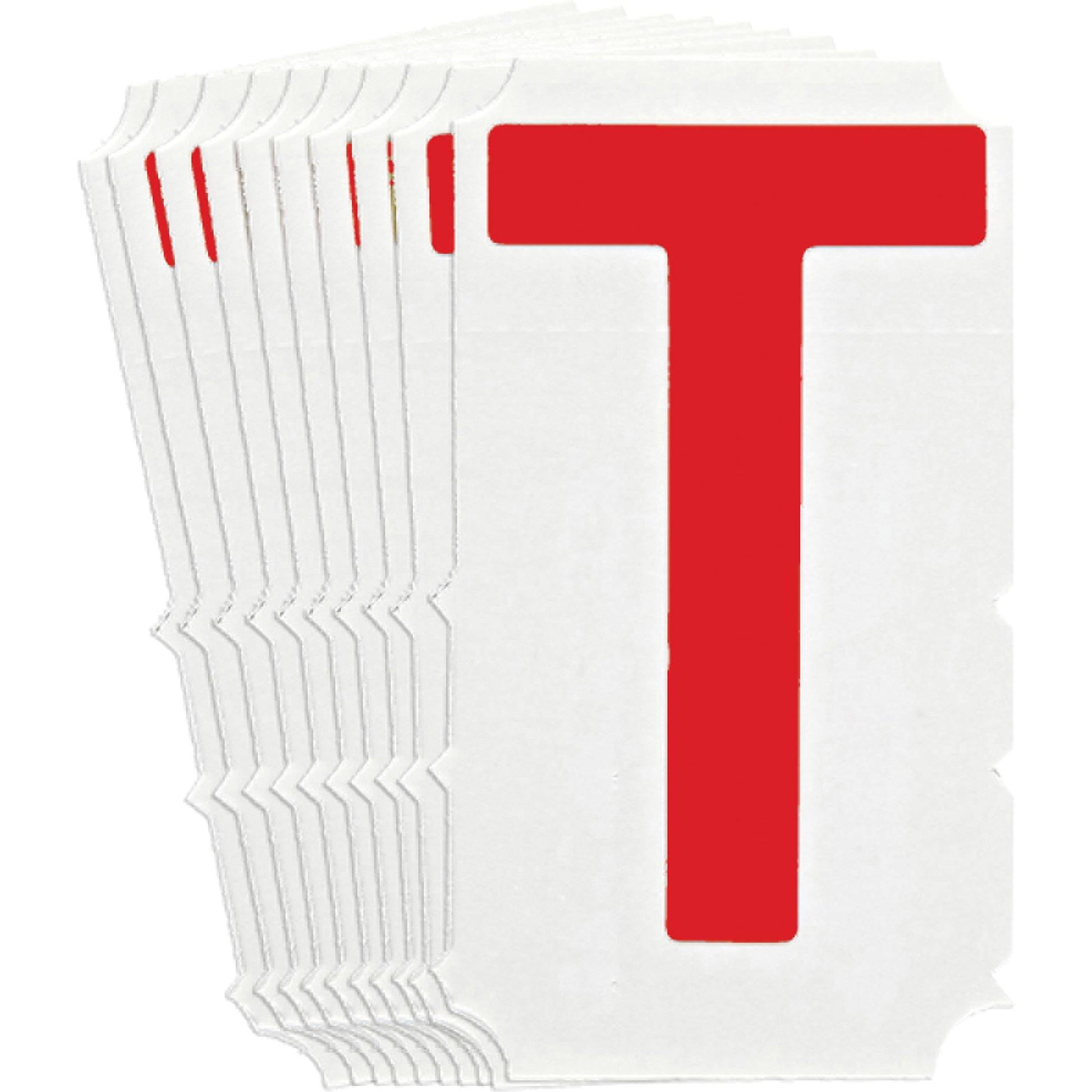 Brady Quick-Align® Individual Gothic Number & Letter Labels, T, 4" H, Red