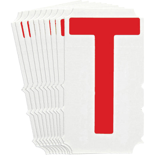 Brady Quick-Align® Individual Gothic Number & Letter Labels, T, 4" H, Red