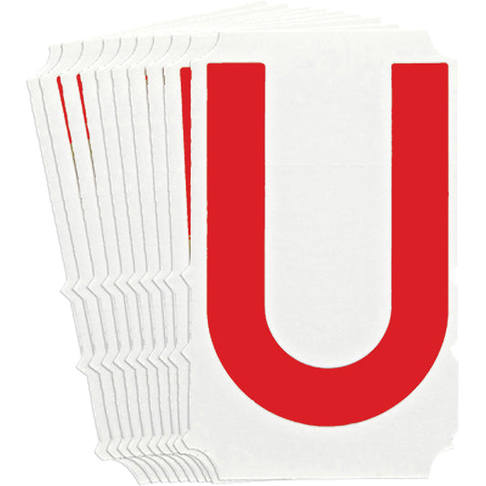 Brady Quick-Align® Individual Gothic Number & Letter Labels, U, 4" H, Red