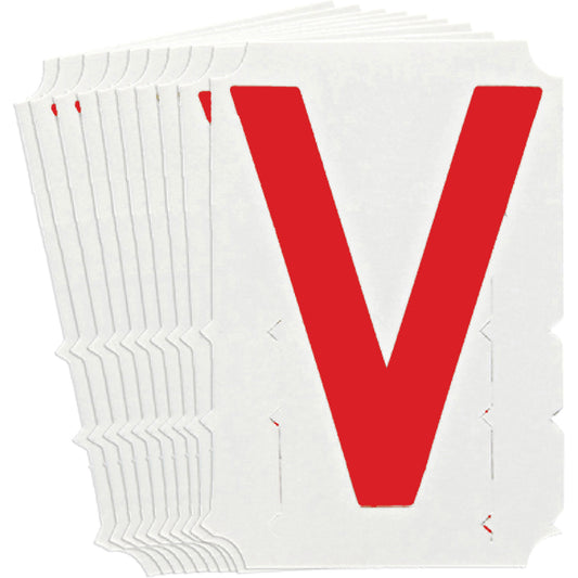 Brady Quick-Align® Individual Gothic Number & Letter Labels, V, 4" H, Red