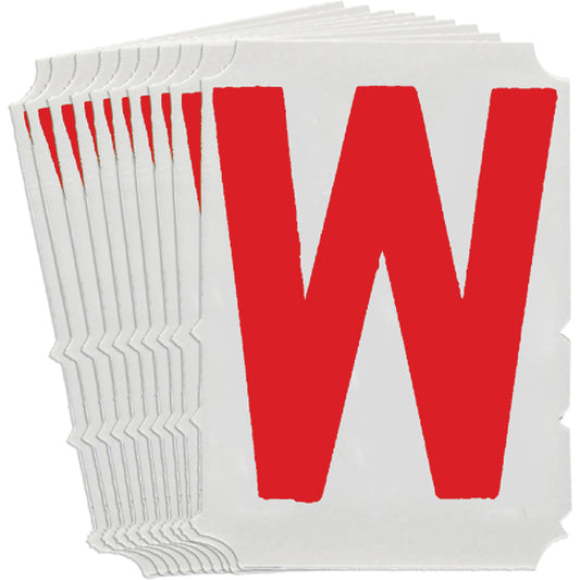 Brady Quick-Align® Individual Gothic Number & Letter Labels, W, 4" H, Red