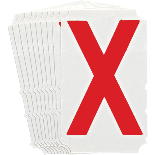 Brady Quick-Align® Individual Gothic Number & Letter Labels, X, 4" H, Red