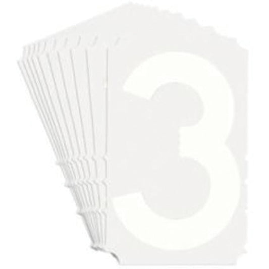 Brady Quick-Align® Individual Gothic Number and Letter Labels, 3, 4" H, White
