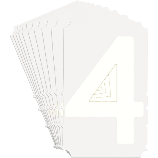 Brady Quick-Align® Individual Gothic Number and Letter Labels, 4, 4" H, White