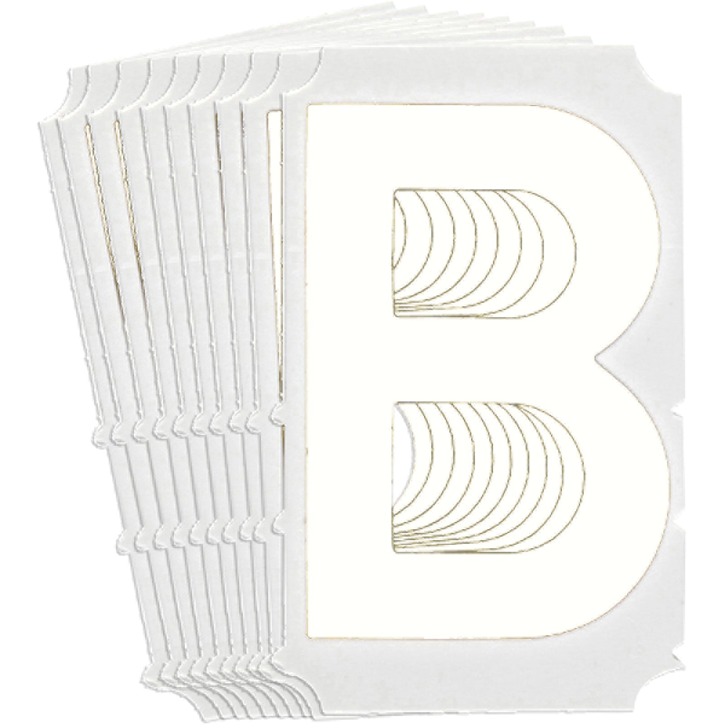Brady Quick-Align® Individual Gothic Number and Letter Labels, B, 4" H, White