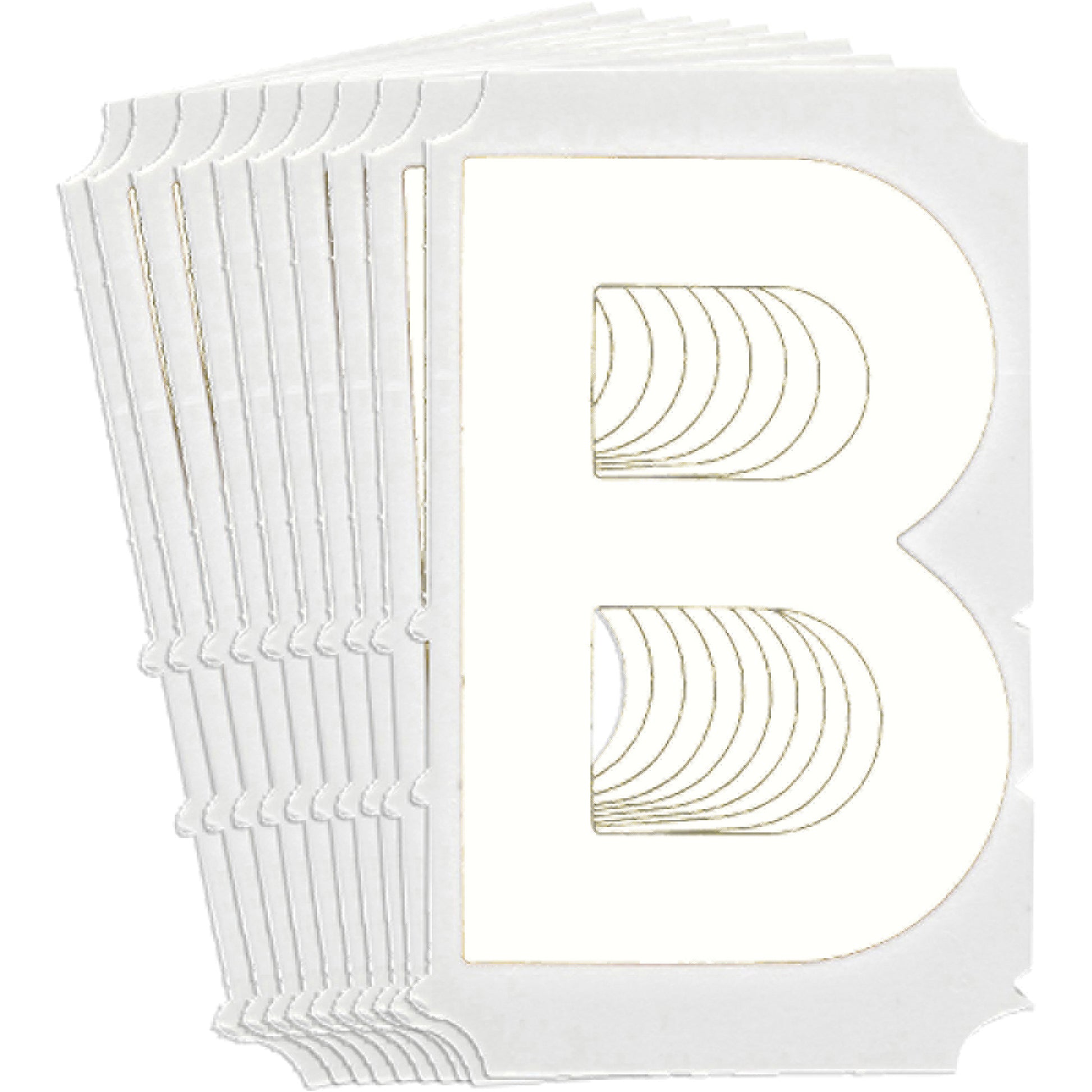 Brady Quick-Align® Individual Gothic Number and Letter Labels, B, 4" H, White