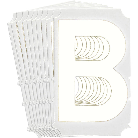 Brady Quick-Align® Individual Gothic Number and Letter Labels, B, 4" H, White