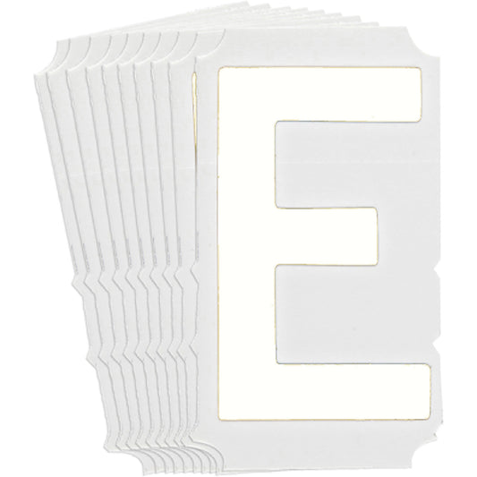 Brady Quick-Align® Individual Gothic Number and Letter Labels, E, 4" H, White