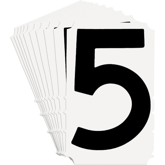 Brady Quick-Align® Individual Gothic Number and Letter Labels, 5, 6" H, Black