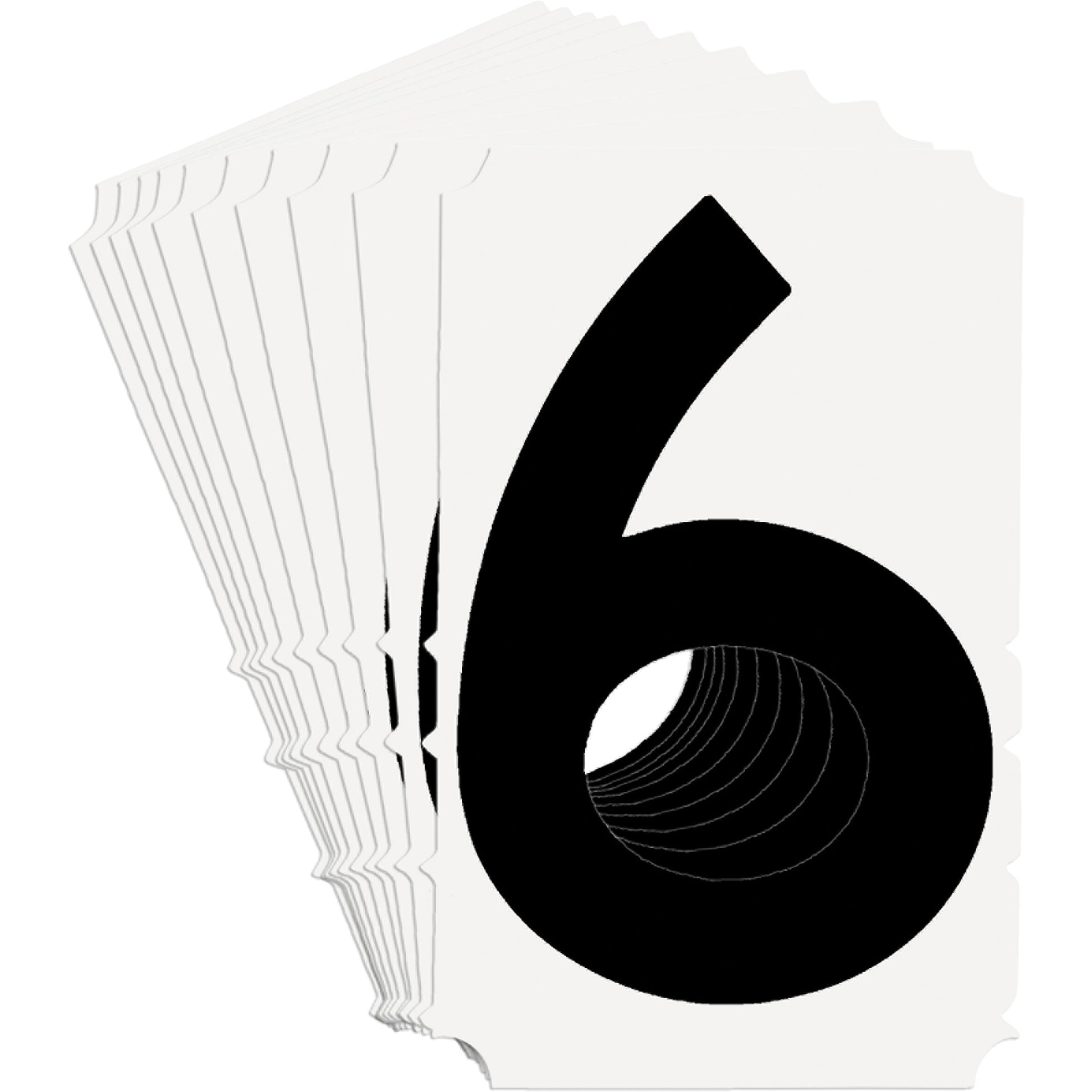 Brady Quick-Align® Individual Gothic Number and Letter Labels, 6, 6" H, Black