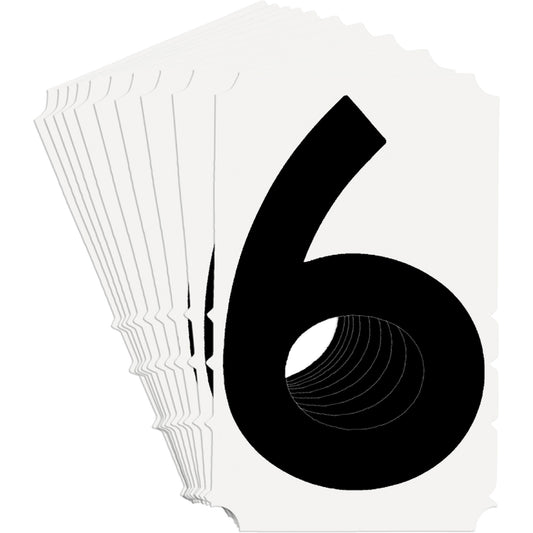 Brady Quick-Align® Individual Gothic Number and Letter Labels, 6, 6" H, Black