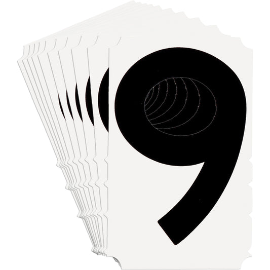 Brady Quick-Align® Individual Gothic Number and Letter Labels, 9, 6" H, Black