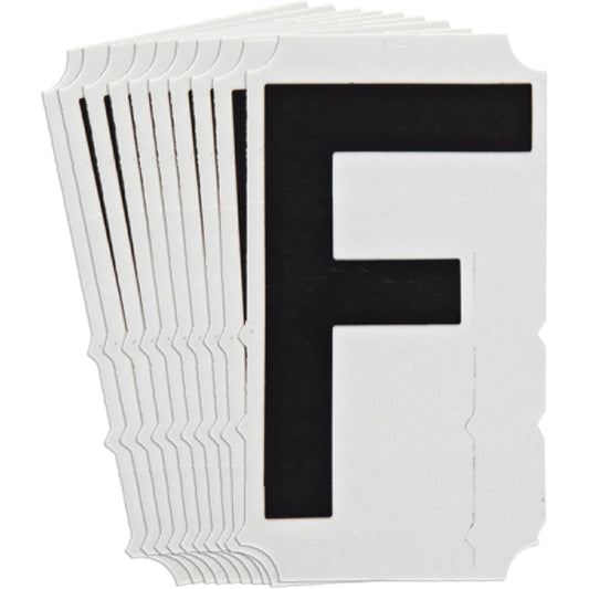 Brady Quick-Align® Individual Gothic Number and Letter Labels, F, 6" H, Black