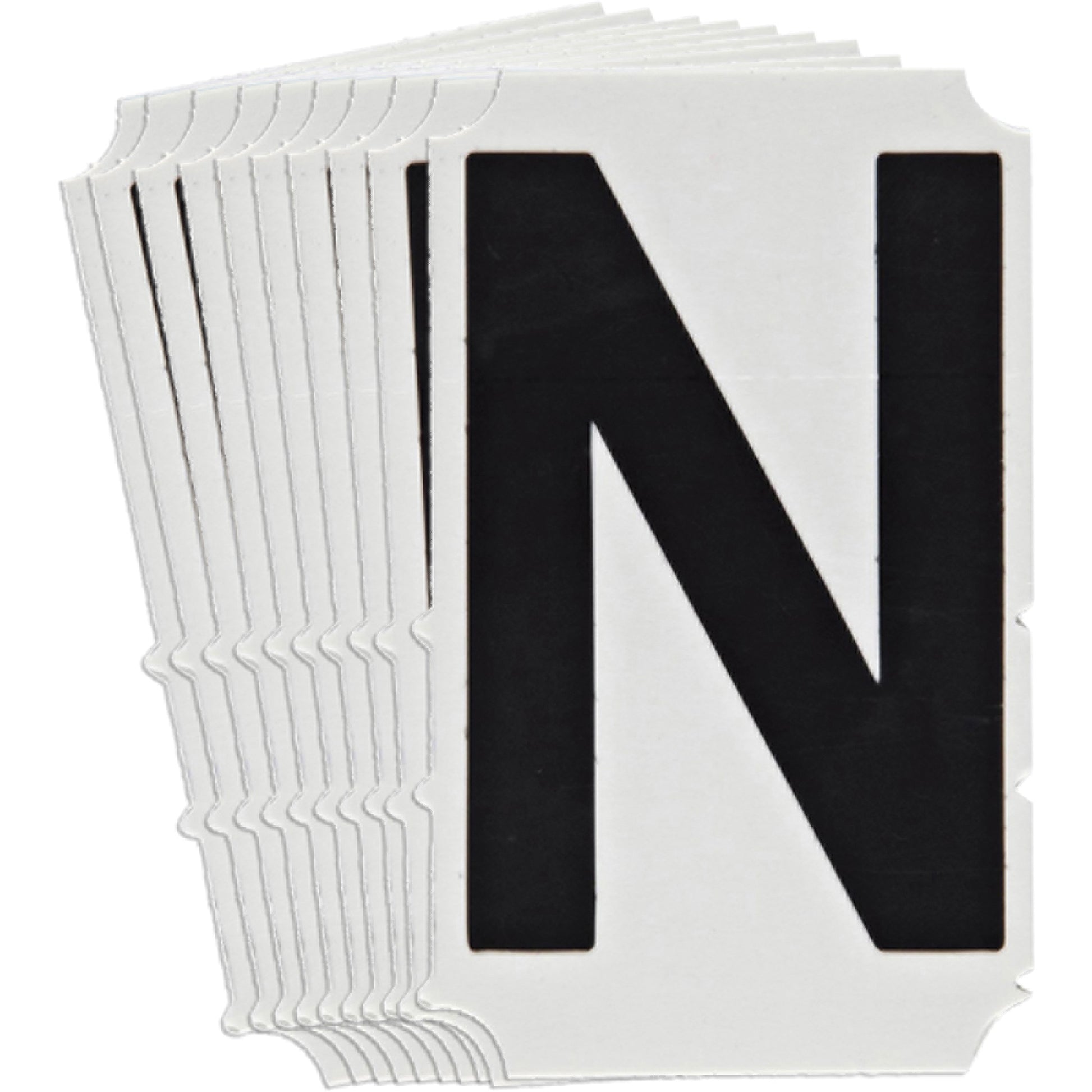 Brady Quick-Align® Individual Gothic Number & Letter Labels, N, 6" H, Black