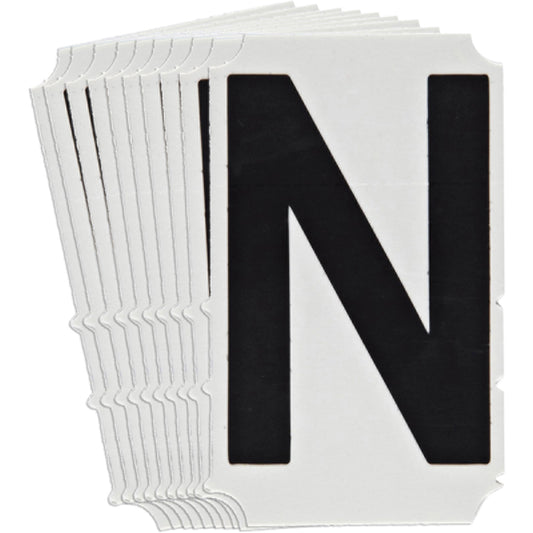 Brady Quick-Align® Individual Gothic Number & Letter Labels, N, 6" H, Black