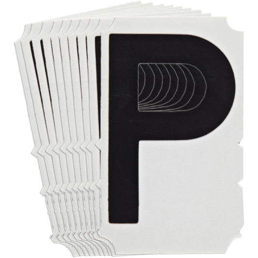 Brady Quick-Align® Individual Gothic Number & Letter Labels, P, 6" H, Black