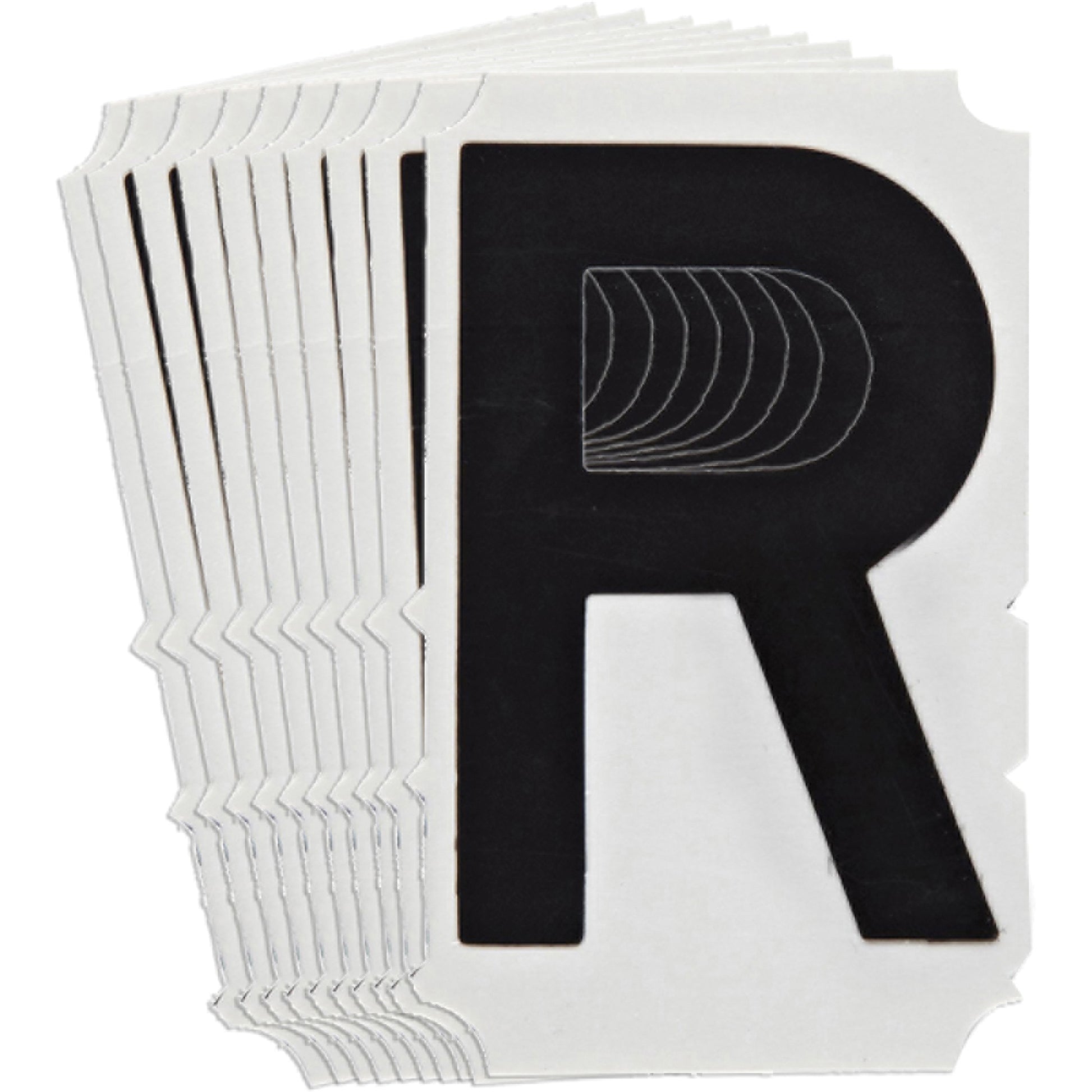 Brady Quick-Align® Individual Gothic Number & Letter Labels, R, 6" H, Black