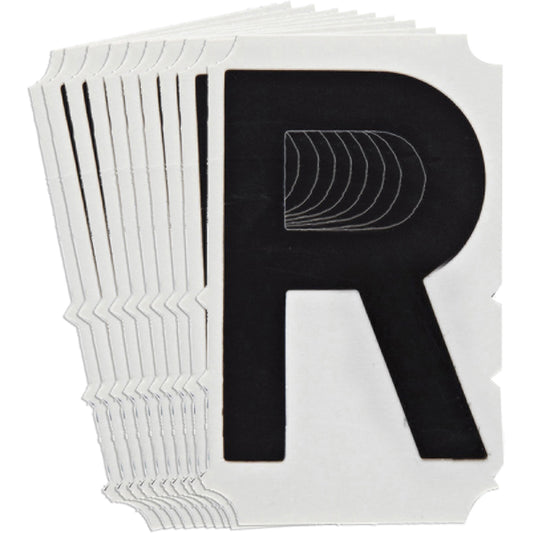 Brady Quick-Align® Individual Gothic Number & Letter Labels, R, 6" H, Black