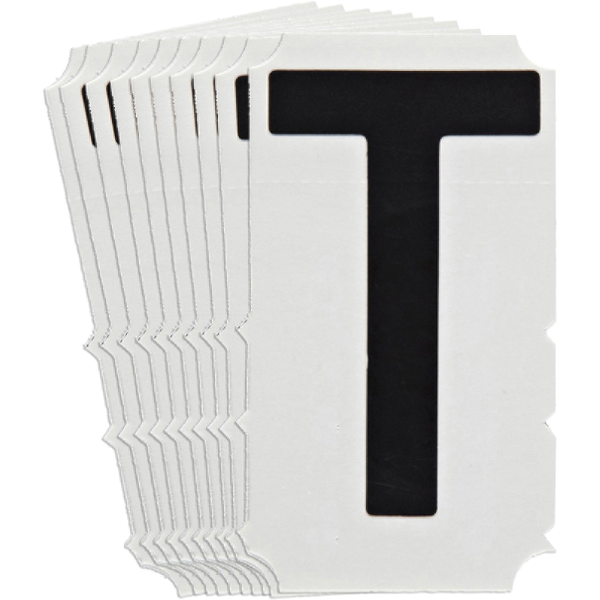 Brady Quick-Align® Individual Gothic Number & Letter Labels, T, 6" H, Black
