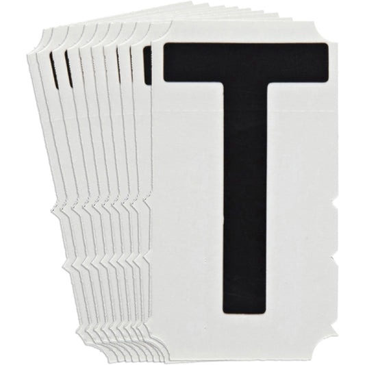 Brady Quick-Align® Individual Gothic Number & Letter Labels, T, 6" H, Black