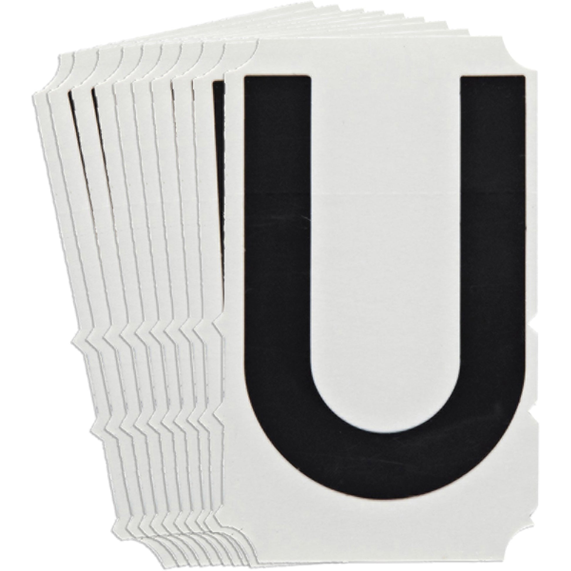 Brady Quick-Align® Individual Gothic Number & Letter Labels, U, 6" H, Black