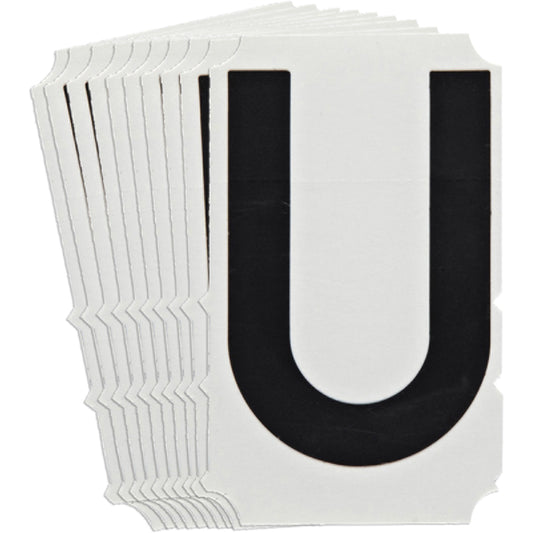 Brady Quick-Align® Individual Gothic Number & Letter Labels, U, 6" H, Black
