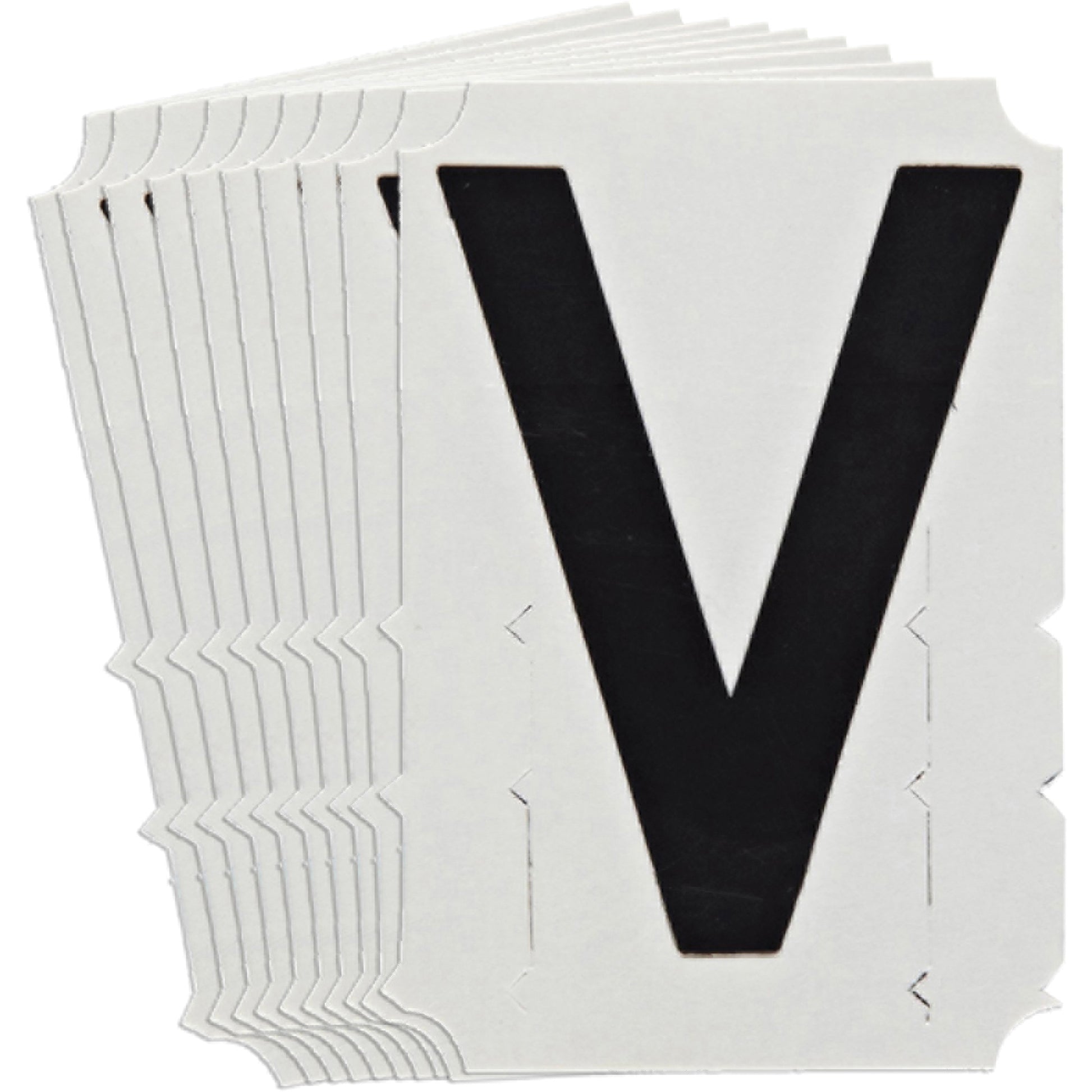 Brady Quick-Align® Individual Gothic Number & Letter Labels, V, 6" H, Black