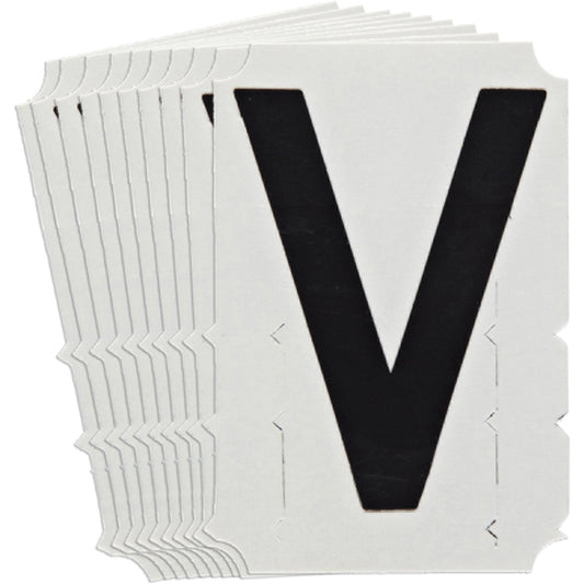 Brady Quick-Align® Individual Gothic Number & Letter Labels, V, 6" H, Black