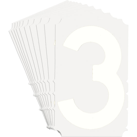 Brady Quick-Align® Individual Gothic Number and Letter Labels, 3, 6" H, White