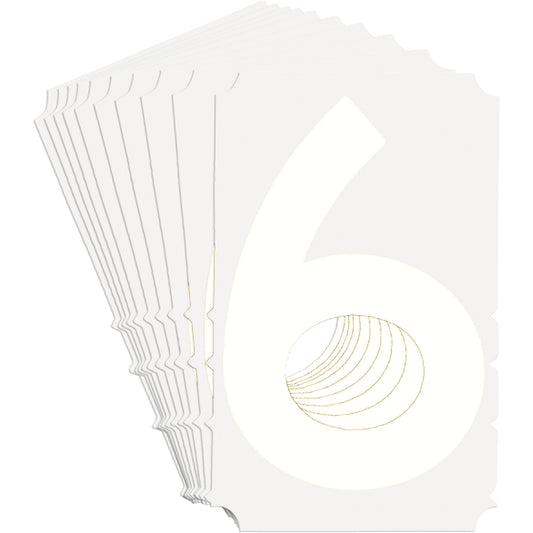 Brady Quick-Align® Individual Gothic Number and Letter Labels, 6, 6" H, White