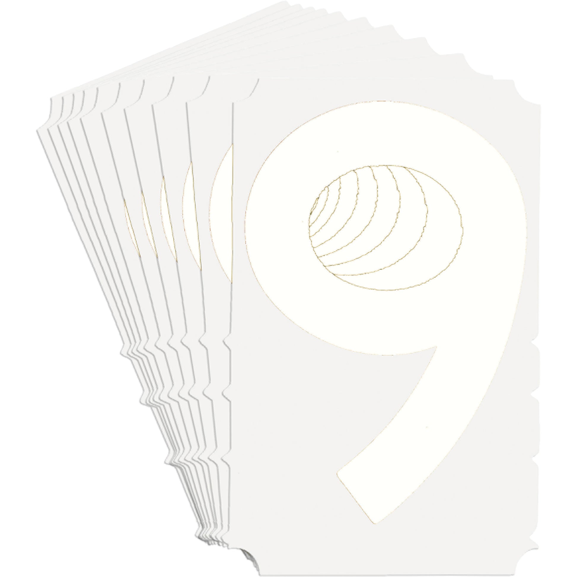 Brady Quick-Align® Individual Gothic Number and Letter Labels, 9, 6" H, White