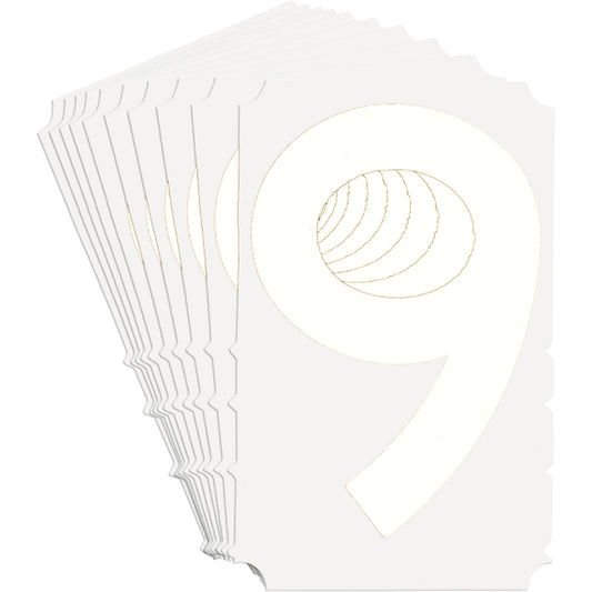 Brady Quick-Align® Individual Gothic Number and Letter Labels, 9, 6" H, White