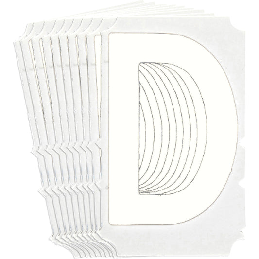 Brady Quick-Align® Individual Gothic Number and Letter Labels, D, 6" H, White