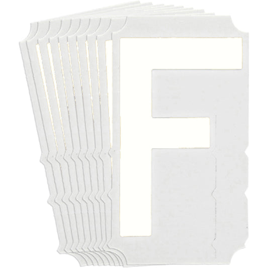 Brady Quick-Align® Individual Gothic Number and Letter Labels, F, 6" H, White
