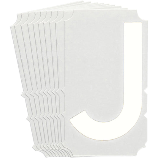 Brady Quick-Align®Individual Gothic Number and Letter Labels, J, 6" H, White