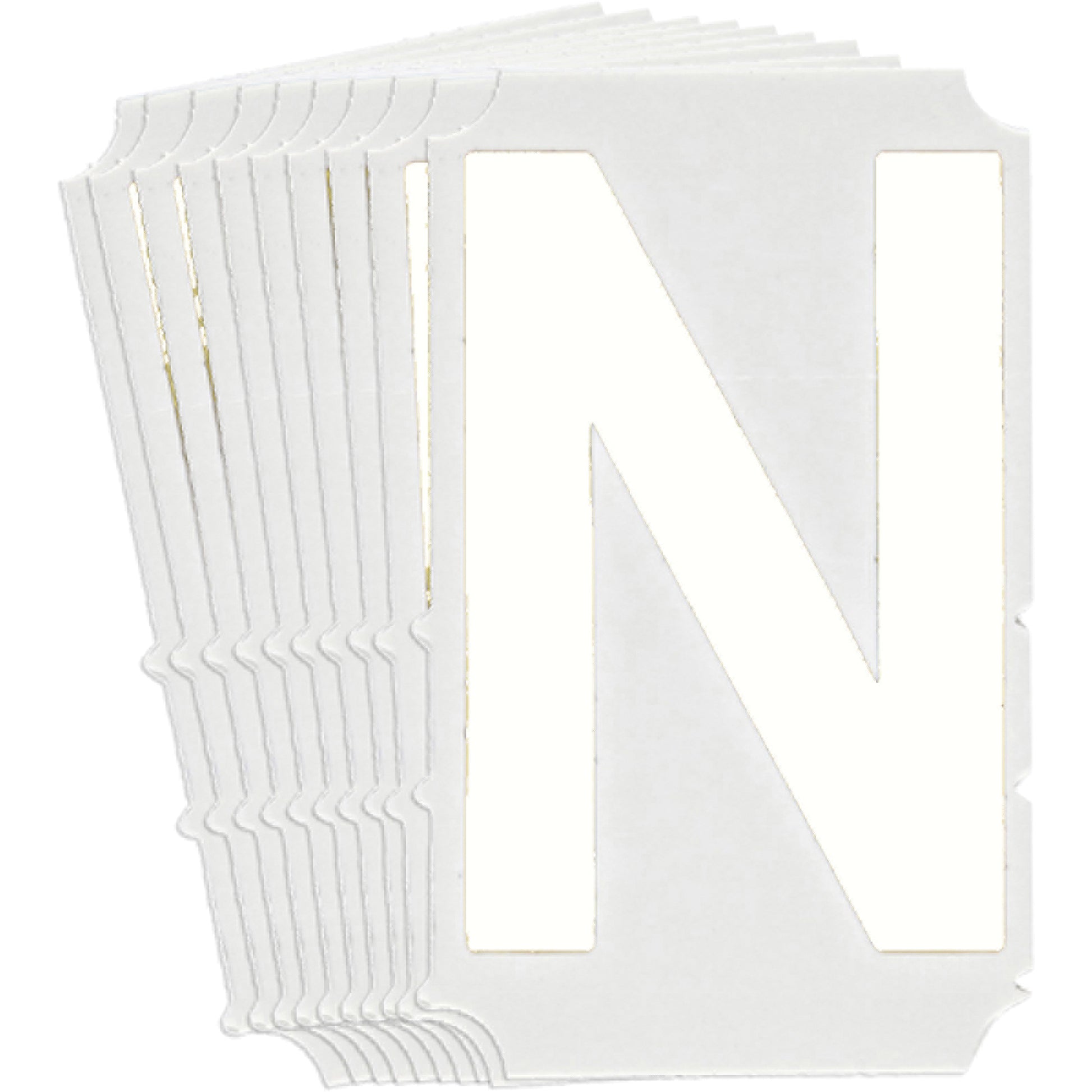 Brady Quick-Align® Individual Gothic Number & Letter Labels, N, 6" H, White