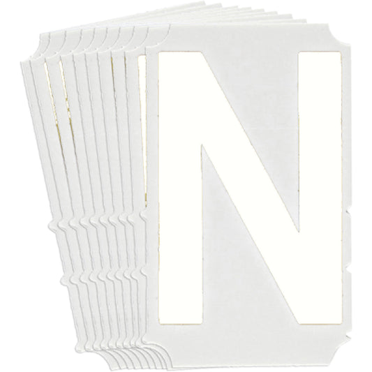 Brady Quick-Align® Individual Gothic Number & Letter Labels, N, 6" H, White