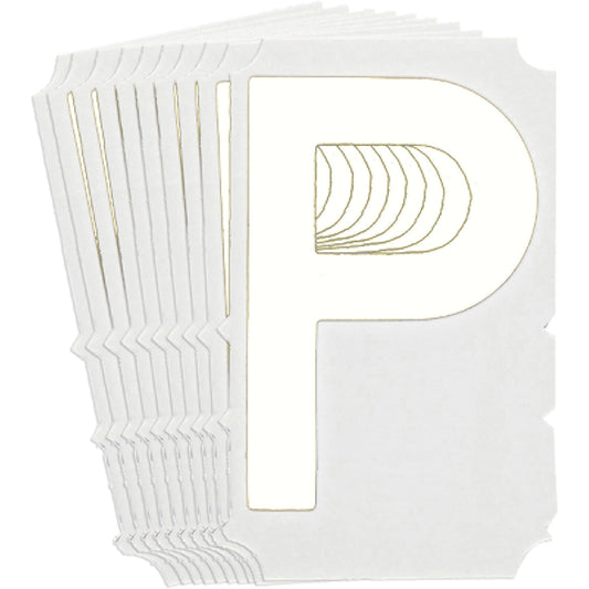 Brady Quick-Align® Individual Gothic Number & Letter Labels, P, 6" H, White