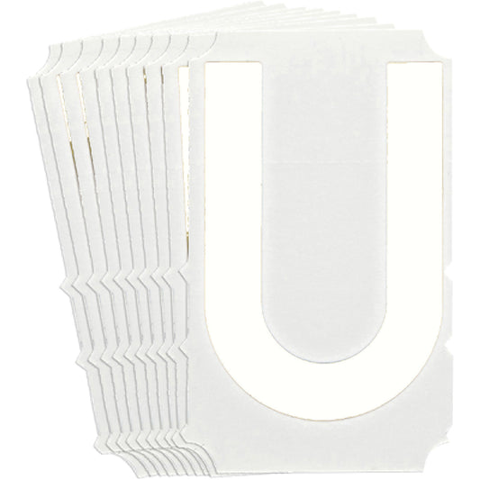 Brady Quick-Align® Individual Gothic Number & Letter Labels, U, 6" H, White
