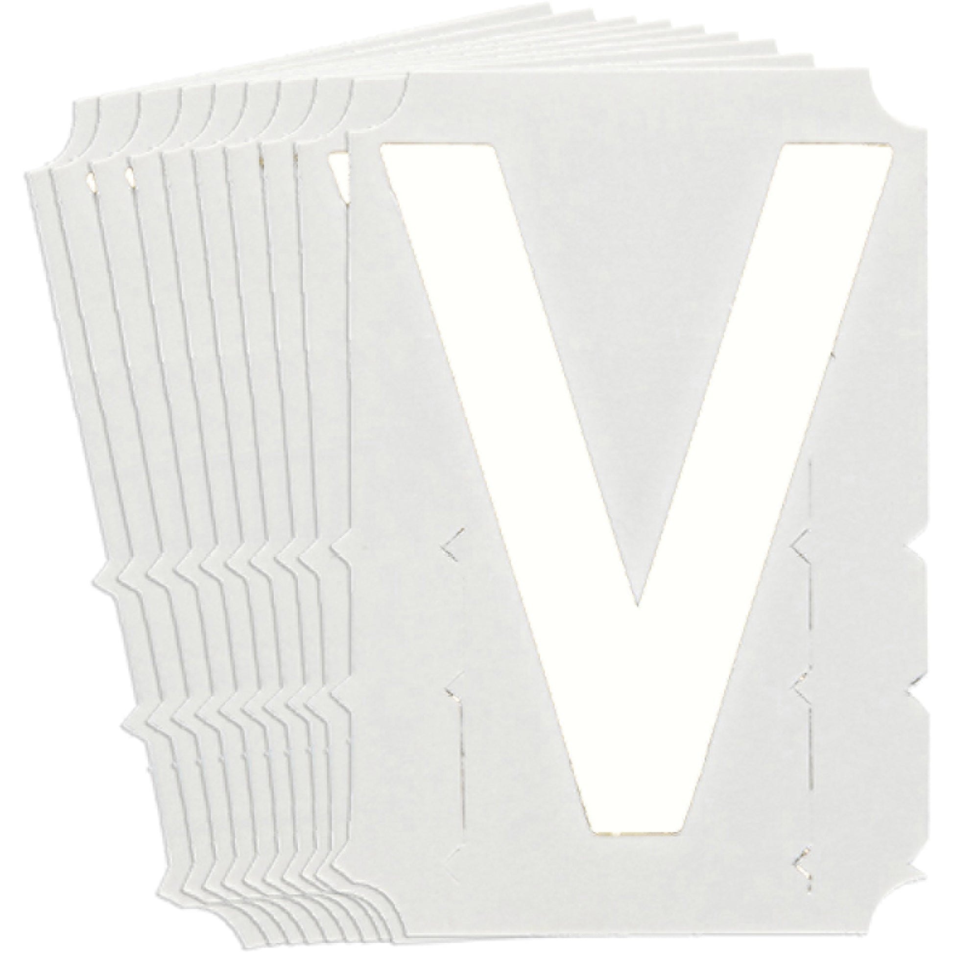 Brady Quick-Align® Individual Gothic Number & Letter Labels, V, 6" H, White