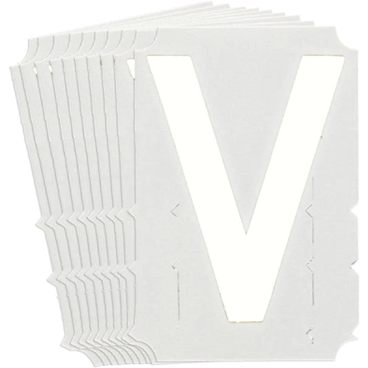 Brady Quick-Align® Individual Gothic Number & Letter Labels, V, 6" H, White
